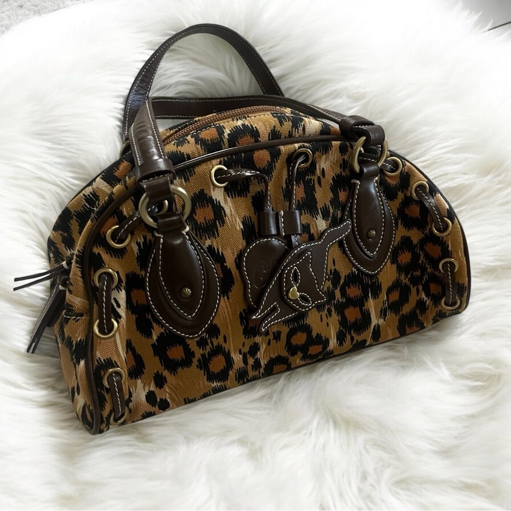 Moschino Vintage Y2K Leopard Print Cheetah Purse Satchel Bag Rare
